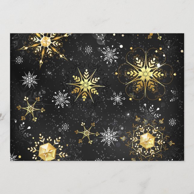 Goldene Schneeflocken auf schwarzem Hintergrund Programm (Vorderseite)