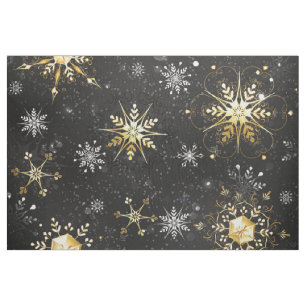 Goldene Schneeflocken auf schwarzem Hintergrund Stoff
