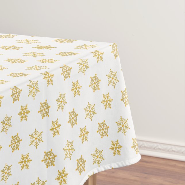 Goldene Schneeflocken auf Weiß Tischdecke (Beispiel)