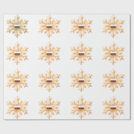 Goldene Schneeflocken auf weißem Papier Geschenkpapier