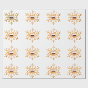 Goldene Schneeflocken auf weißem Papier Geschenkpapier