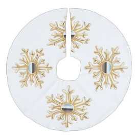 Goldene Schneeflocken-Baumrock Leinenimitat Weihnachtsbaumdecke