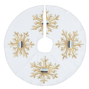 Goldene Schneeflocken-Baumrock Leinenimitat Weihnachtsbaumdecke