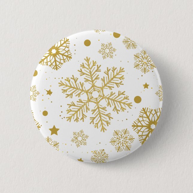 Goldene Schneeflocken Button (Vorderseite)