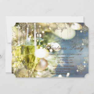 Goldene Schneeflocken Champagner , Weihnachten im  Einladung