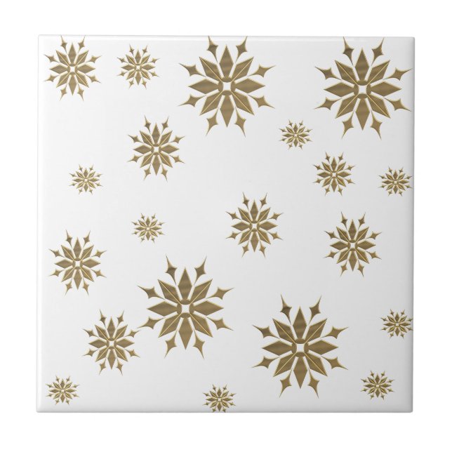 Goldene Schneeflocken Fliese (Vorderseite)