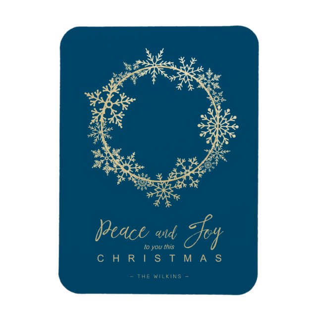 Goldene Schneeflocken Frohe Weihnachten Runde Fami Magnet (Vertikal)