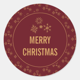 Goldene Schneeflocken Frohe Weihnachten Runder Aufkleber