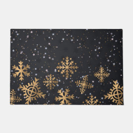 Goldene Schneeflocken Fußmatte