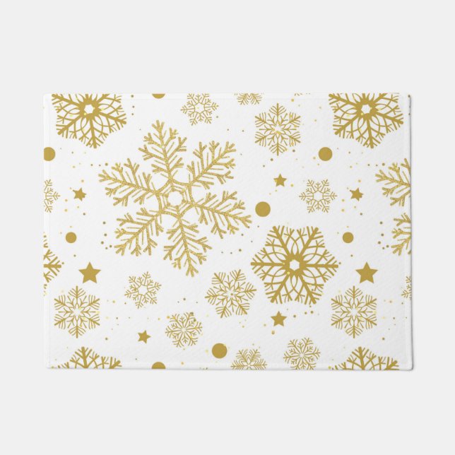 Goldene Schneeflocken Fußmatte (Vorderseite)