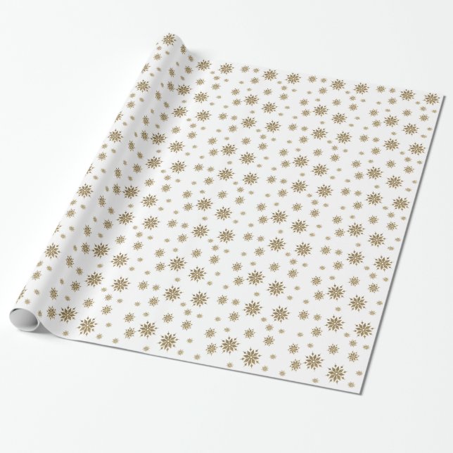 Goldene Schneeflocken Geschenkpapier (Ungerollt)