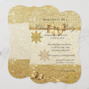 Goldene Schneeflocken, Glitzernd, Firmenweihnachts Einladung