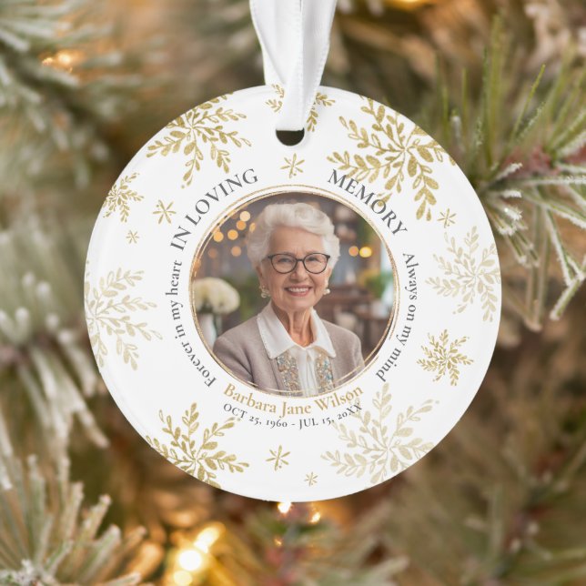 Goldene Schneeflocken In Liebe Erinnerung Andenken Ornament (Baum)
