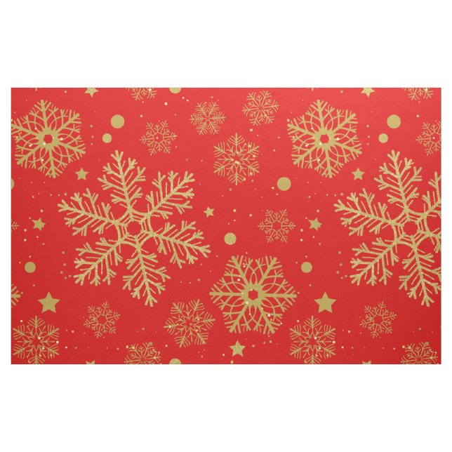 Goldene Schneeflocken in Rot Stoff (Fat Quarter (45,7 x 55,9 cm))