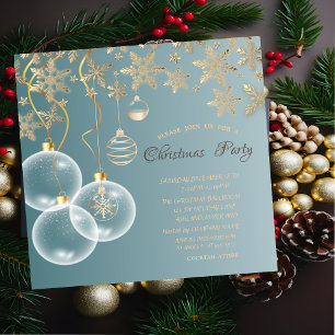 Goldene Schneeflocken, Kugeln Corporate Weihnachte Einladung