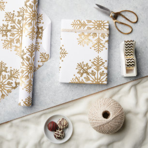 Goldene Schneeflocken - Niedliche Weihnachten Geschenkpapier