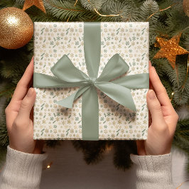 Goldene Schneeflocken & Tannen-Wrap-Papier Geschenkpapier