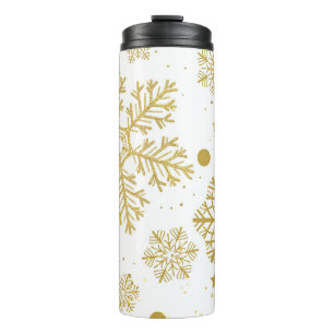 Goldene Schneeflocken Thermosbecher