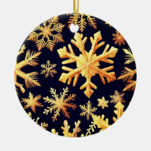 Goldene Schneeflocken und schwarze Hintergrundfarb Keramik Ornament