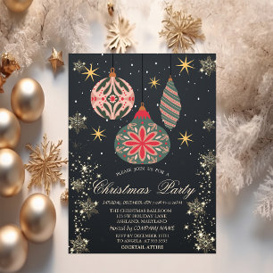Goldene Schneeflocken, Vintage Ornamente Dark Comp Einladung
