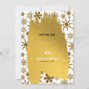 Goldene Schneeflocken Weihnachten Hochzeit Dankeskarte
