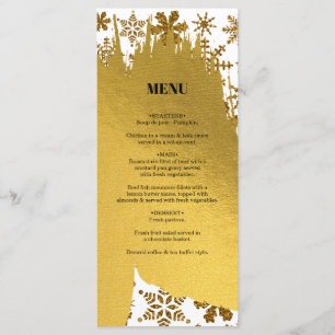 Goldene Schneeflocken Weihnachten Hochzeit Menükarte
