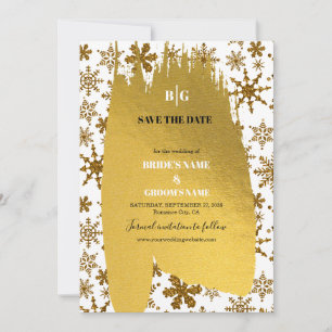 Goldene Schneeflocken Weihnachten Hochzeit Save The Date