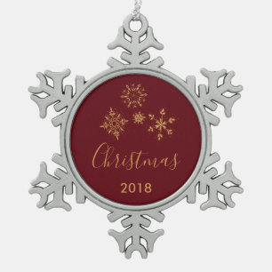 Goldene Schneeflocken Weihnachten Schneeflocken Zinn-Ornament