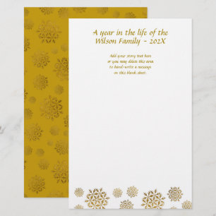 Goldene Schneeflocken Weihnachts-Briefpapier Briefpapier