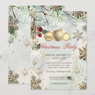 Goldene Schneeflocken, Weihnachtsbälle Branchen We Einladung