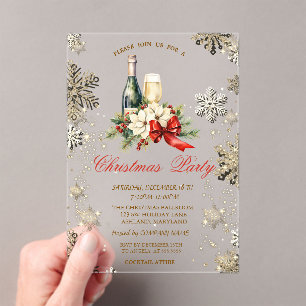 Goldene Schneeflocken, Weihnachtsstern Weinparty Acryleinladungen