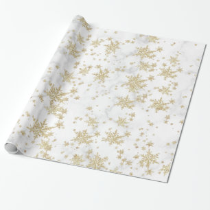 Goldene Schneeflocken Weißes Marmorwackelpapier Geschenkpapier