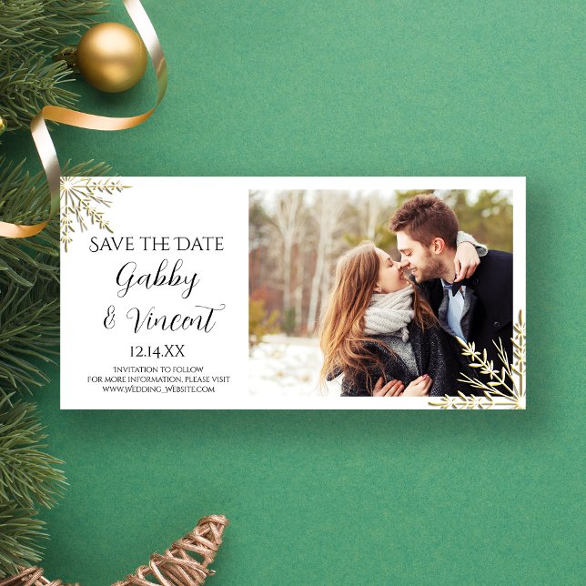 Goldene Schneeflocken Winterhochzeit Save the Date (Von Creator hochgeladen)