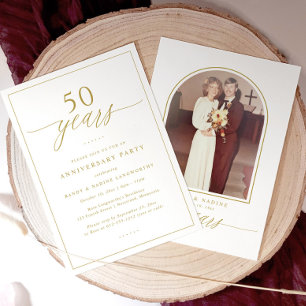 Goldene Schrift 50. Hochzeitstag-Party Einladung