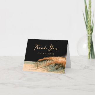 Goldene Schrift Dune Fence Cape Cod Strandhochzeit Dankeskarte