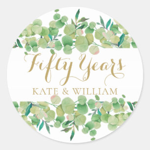 Goldene Schrift Fifty Years 50. Hochzeitstag Runder Aufkleber