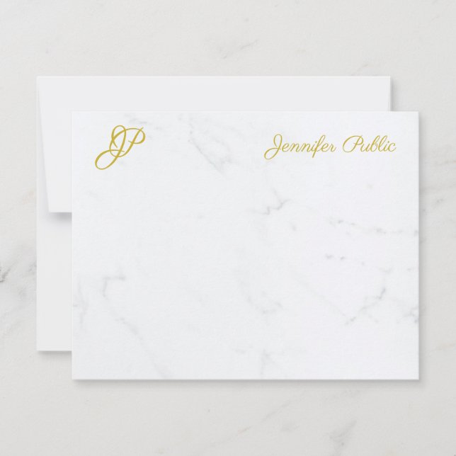Goldene Schrift Moderne einfache, elegante Monogra Mitteilungskarte (Vorderseite)