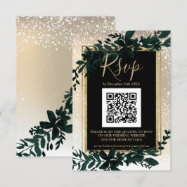Goldene Schrift Schneefräse im Winter QR-UAWG RSVP Karte
