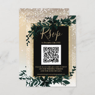 Goldene Schrift Schneefräse im Winter QR-UAWG RSVP Karte