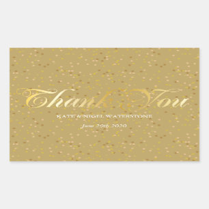 Goldene Schriftart 'Danke' und Goldstaub Rechteckiger Aufkleber