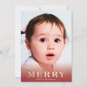 Goldene Schriftzüge rote Überlagerung fett MERRY F Feiertagskarte