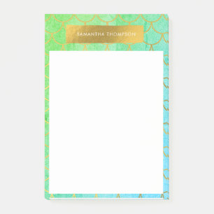Goldene Schuppen der Meerjungfrau Türkis Glitter Post-it Klebezettel