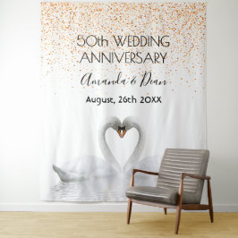 Goldene Schwäne aus dem 50. Jubiläum in Liebe Wandteppich