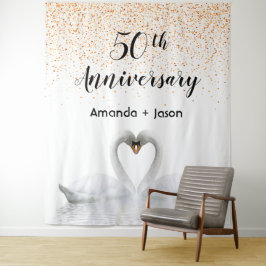 Goldene Schwäne aus dem 50. Jubiläum in Liebe Wandteppich