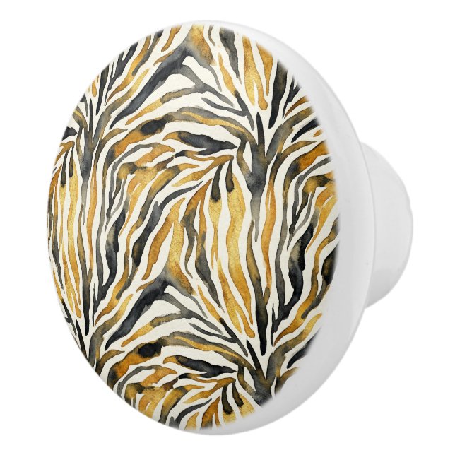 Goldene Schwarz Zebra Druckmuster Keramikknauf (Rechts)