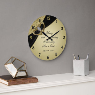 Goldene Schwarze 50. Hochzeitstag Große Wanduhr