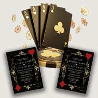 Goldene schwarze Art Deco Casino Vegas Poker Hochz