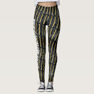 Goldene schwarze Blasen - Custom Modern Designer Leggings