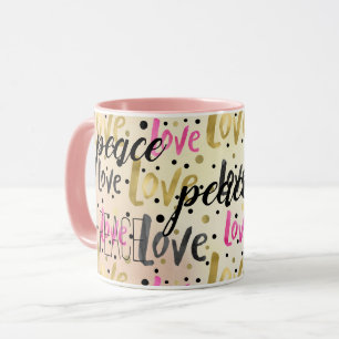 Goldene Schwarze Confetti Liebe Frieden Tasse
