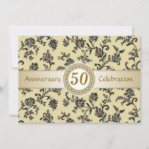 Goldene schwarze Damast, 50. Hochzeitstag Einladung